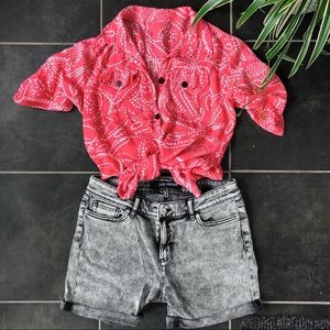 Pink animal print button down